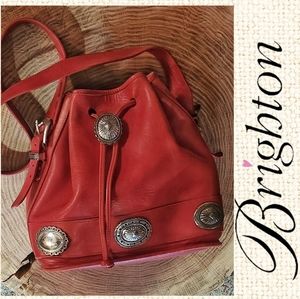 Brighton Red Leather Bucket Bag